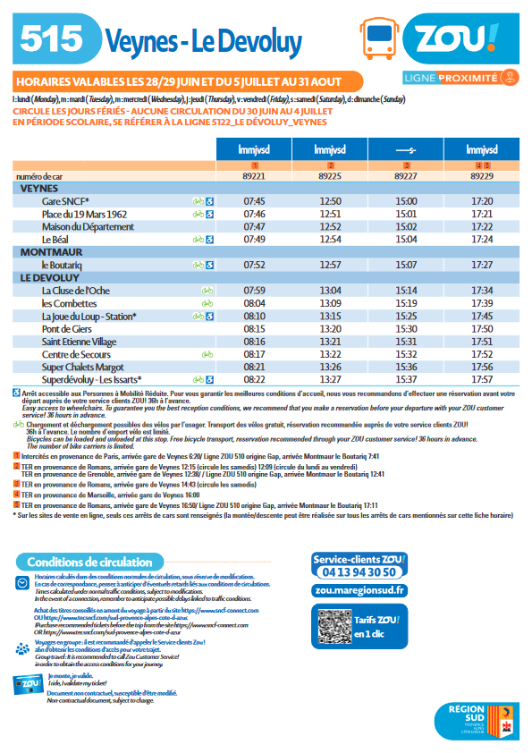 assoARDSL's tweet image. La ligne @zou_lereseau 5⃣1⃣5⃣ entre la gare de #Veynes et le #Dévoluy assure 3 AR quotidiens jusqu'au 31 août 2025. Quelques services complémentaires le week-end.
ℹ️ Ligne commercialisée par @SNCFVoyageurs