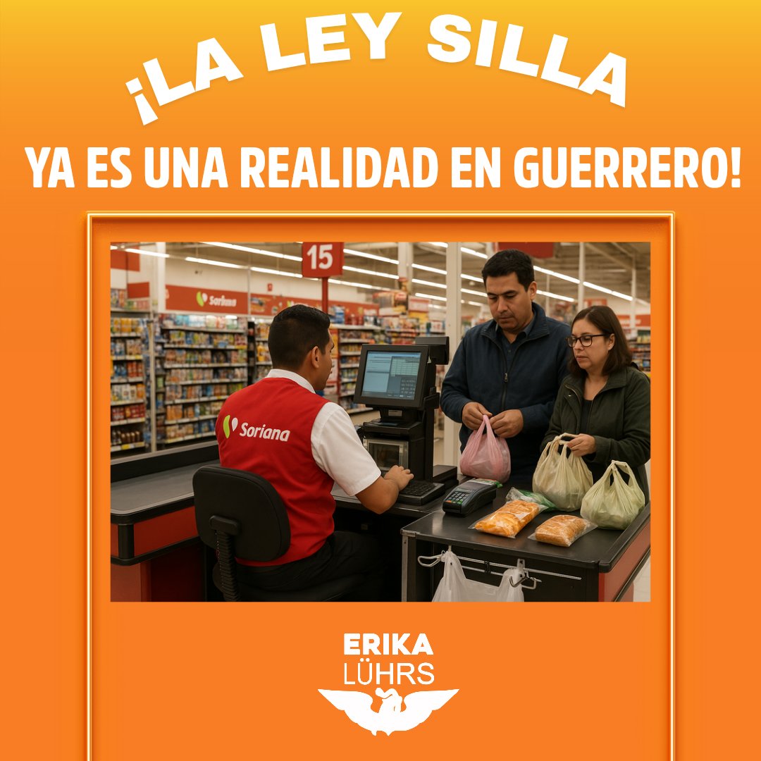 ¡La Ley Silla ya es una realidad en Guerrero! 🧡🍊🧡
En la #BancadaNaranja trabajamos para garantizar que las y los trabajadores cuenten con condiciones laborales dignas, incluyendo el derecho a no permanecer de pie durante ocho horas seguidas.