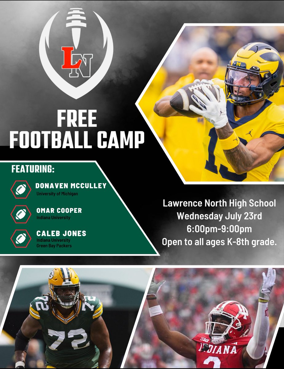 FOOTBALL CAMP DAY!!! Can’t Wait to see all the youth and middle school kids participating!!! 

#LNPROUD