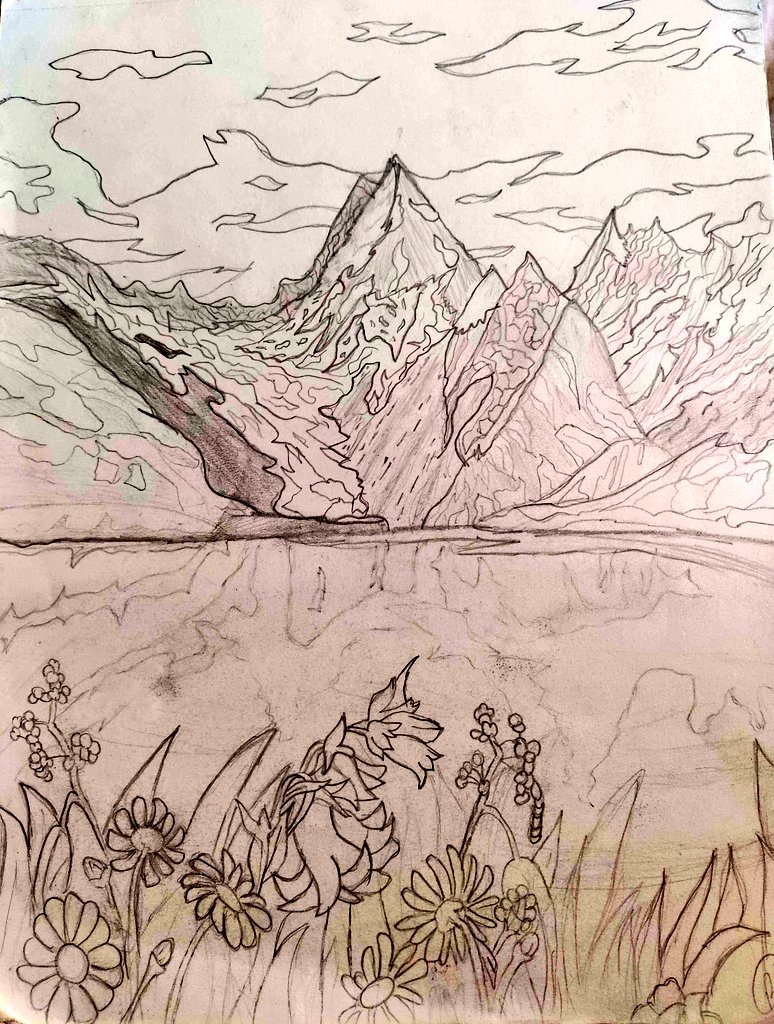 DrawsRobb's tweet image. Landscape ⛰️🌷 #traditionalart #drawing #drawingart
