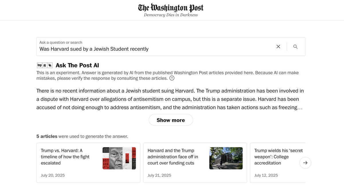 Ted Eytan, MD, MS, MPH (@tedeytan) on Twitter photo No mention in either <a href="/NyTimes/">The New York Times</a> or <a href="/washingtonpost/">The Washington Post</a> of lawsuit showing <a href="/Harvard/">Harvard University</a> discriminated against Jewish students, just articles defending Harvard in discriminating, and disparaging enforcement of civil rights law.
If this were any other minority group, the lawsuit would be No mention in either <a href="/NyTimes/">The New York Times</a> or <a href="/washingtonpost/">The Washington Post</a> of lawsuit showing <a href="/Harvard/">Harvard University</a> discriminated against Jewish students, just articles defending Harvard in discriminating, and disparaging enforcement of civil rights law.
If this were any other minority group, the lawsuit would be