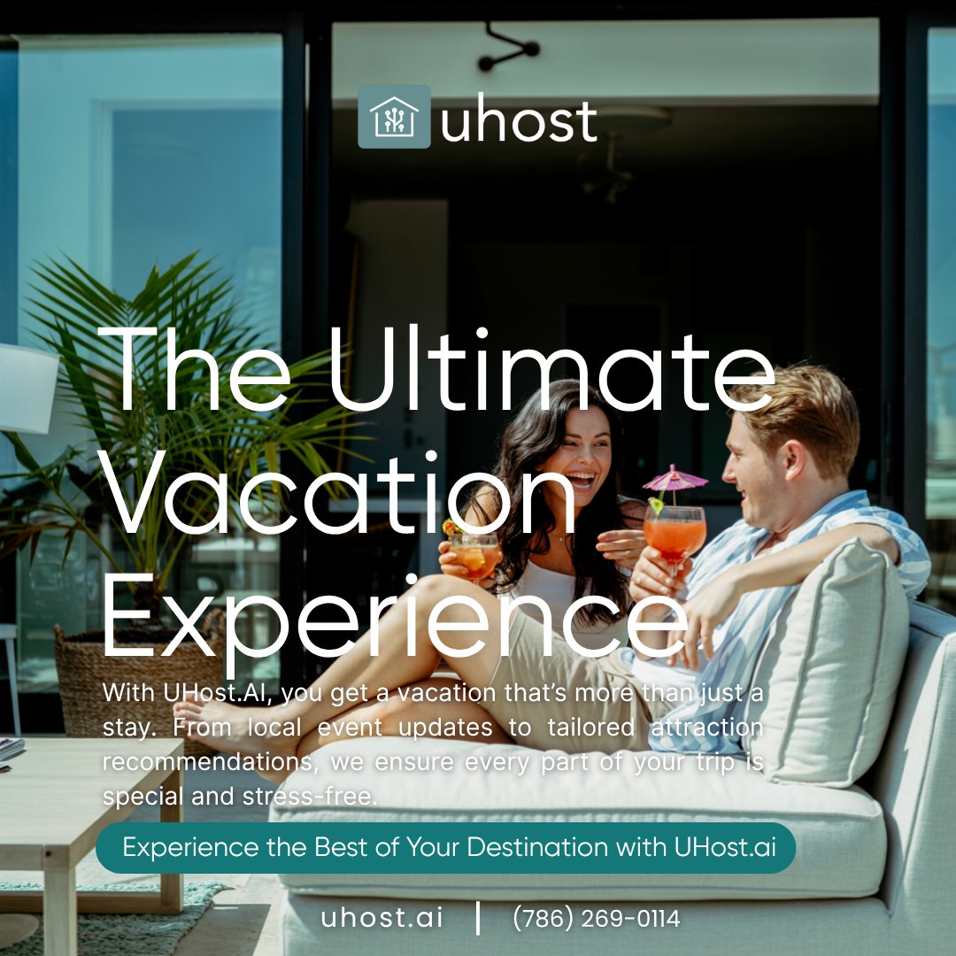 Uhost_ai's tweet image. 🎉 Vacation, Upgraded.

UHost.AI offers real-time events, smart tips &amp;amp; 24/7 support—so you can relax and explore.

#UhostAI #SmartTravel #UltimateVacation #ExploreMore