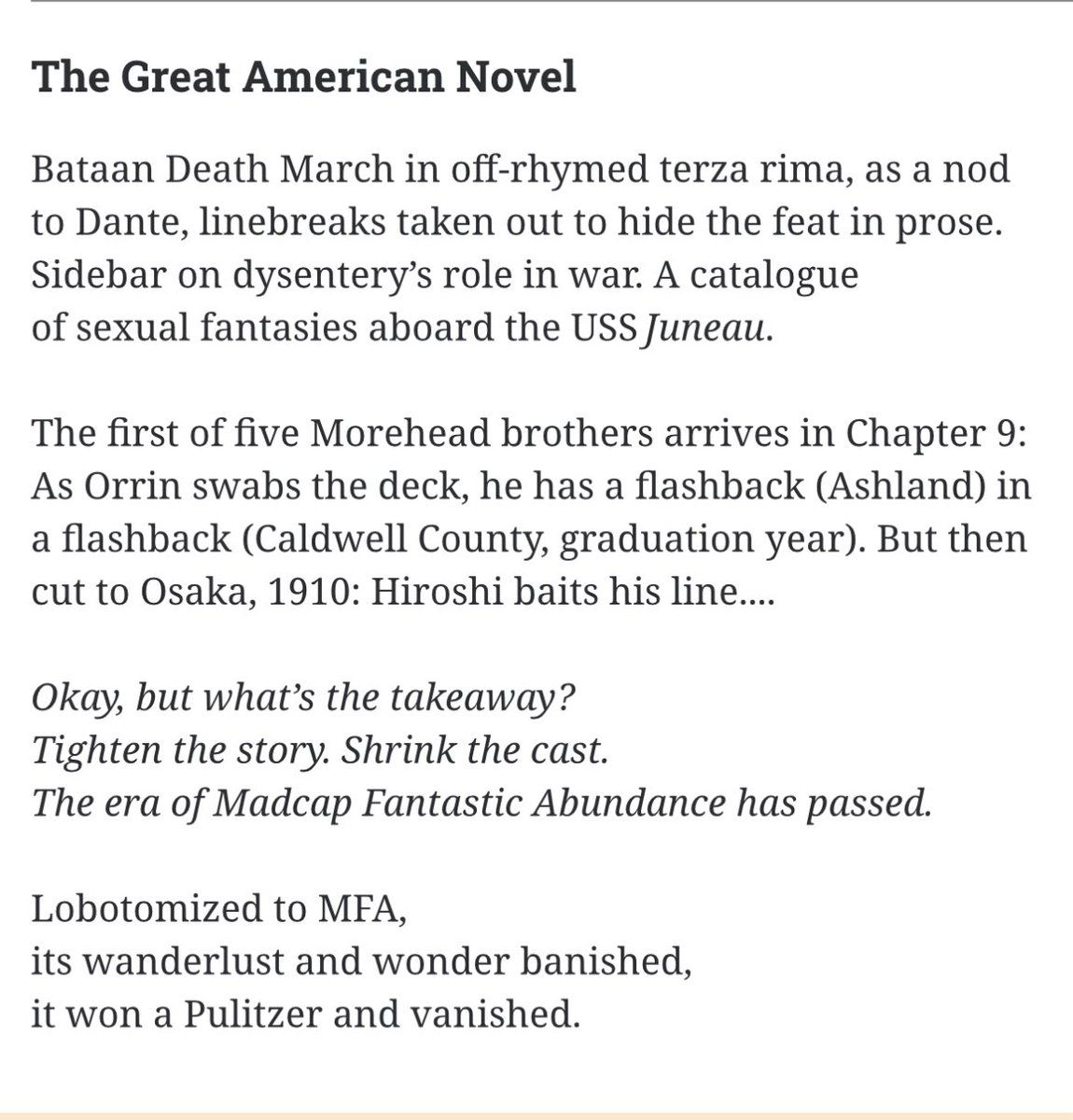 AmitMajmudar's tweet image. Plenty of novels about poetry out there, but here’s a poem about a novel—a Great American Novel, edited down by contemporary publishing culture into “literary fiction”…. Many thanks to @StevenEKnepper at @newversereview