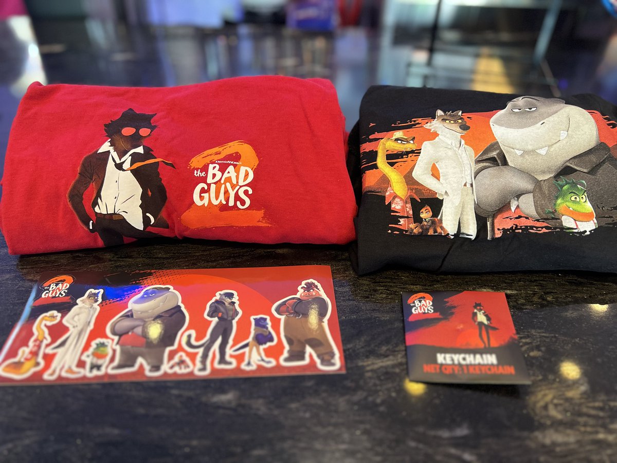 AuroraCineplex's tweet image. CONTEST TIME-- Enter to Win an official The Bad Guys Prize Package!  Two Winners Chosen at #AuroraCineplex

Adult T-Shirt * Youth T-Shirt * Coin Keychain * Sticker Sheet

Contest Open to All. Enter in the Aurora Cineplex lobby anytime now through Fri Aug 1st. #TheBadGuys2