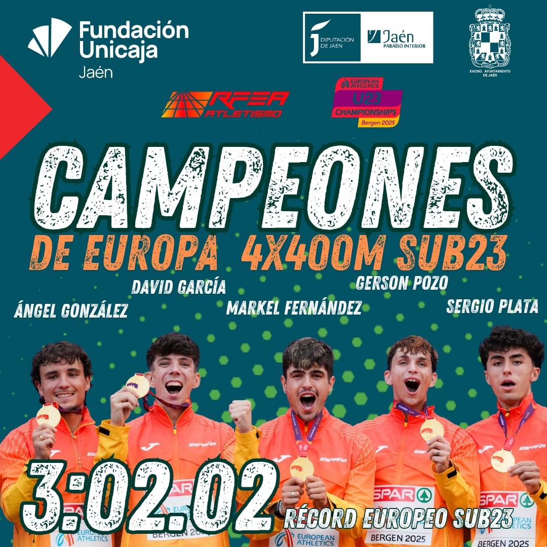 ¡HISTORIA! 

Nuestro atleta Ángel González formó parte del equipo nacional 🇪🇸 de 4x400m en el Campeonato de Europa Sub-23, logrando la MEDALLA DE ORO 🥇 y el RÉCORD EUROPEO SUB-23 🇪🇺 con una marca de 3:02.02.

¡ENHORABUENA, ÁNGEL!

#TodoAlVerde 💚💚💚