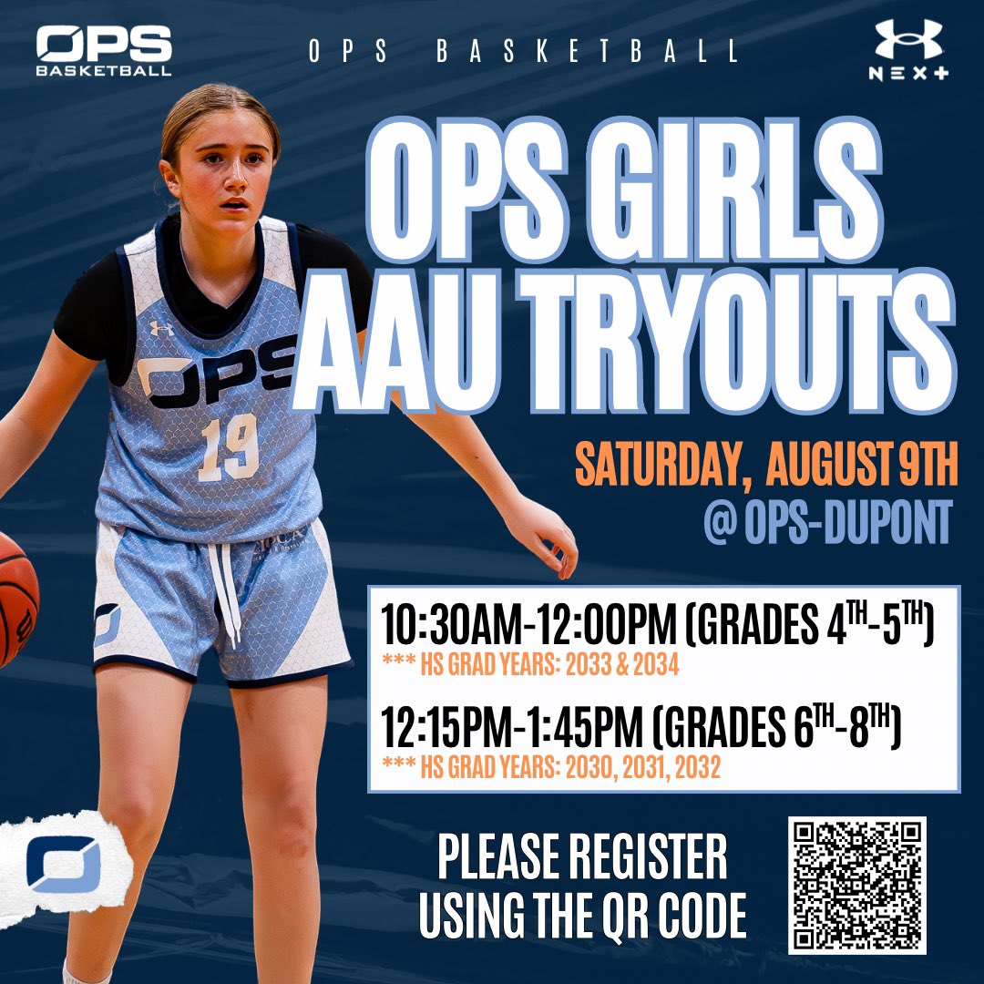 opsbball's tweet image. 🚨🚨🚨 OPS Elementary &amp;amp; Middle School Girls Tryouts for the 2025-26 AAU Season:

- Saturday, August 9th
- @ OPS Fitness Club
- 10:30am-12:00pm (Grades 4th &amp;amp; 5th)
- 12:15pm-1:45pm (Grades 6th-8th) 

Link to Register: docs.google.com/forms/d/e/1FAI…