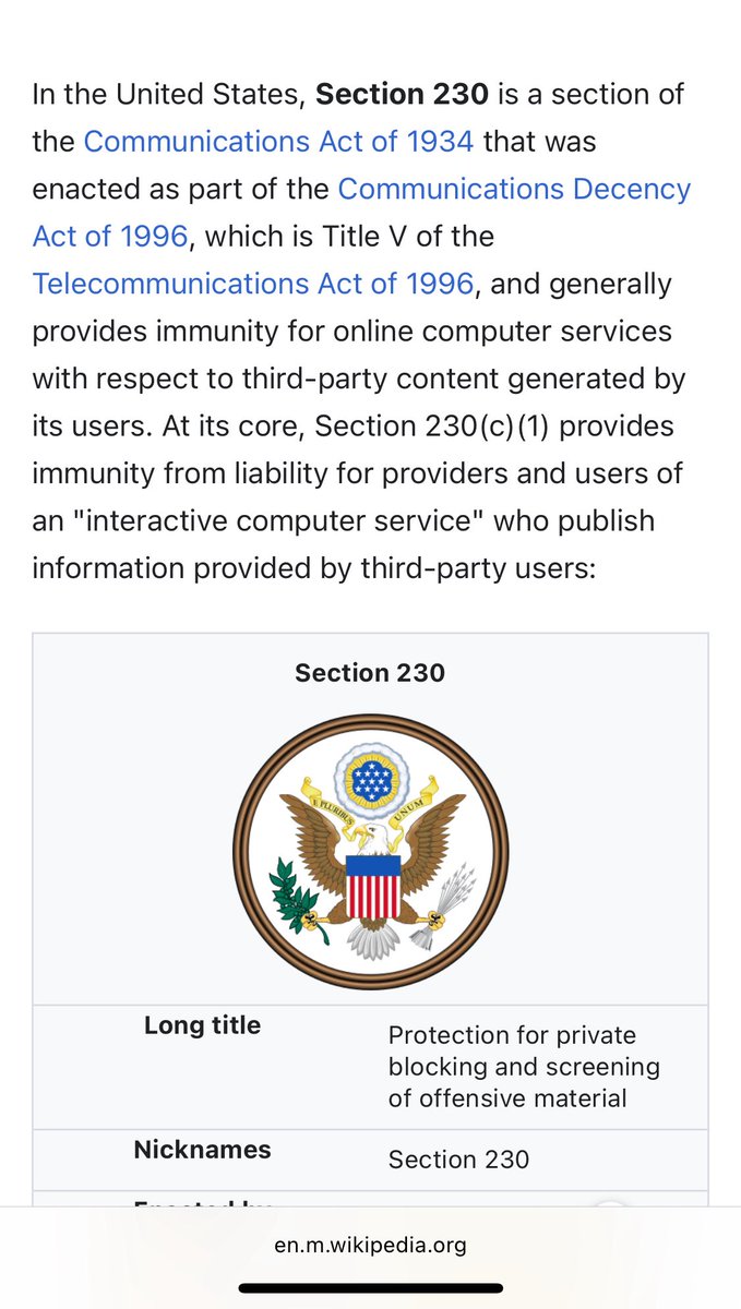 GregACassel's tweet image. Finished Jeff Kosseff’s book: The Twenty-Six Words That Created the Internet.

An interesting deep dive into a piece of legislation that would prove to have an enormous impact on the growth of the internet and some of today’s biggest companies. Appreciated the level of detail.