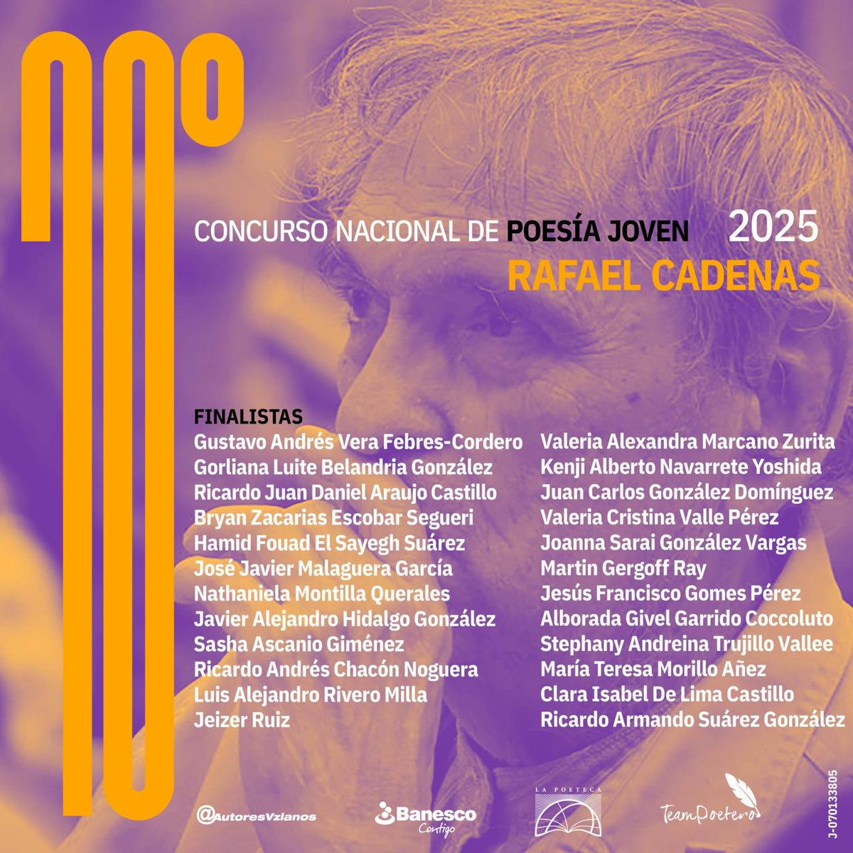 gpayares's tweet image. Felicidades al gran @como_tal_per_se por ser finalista del Premio de Poesía Joven Venezolana Rafael Cadenas. ¡Enhorabuena también a los ganadores y demás finalistas!