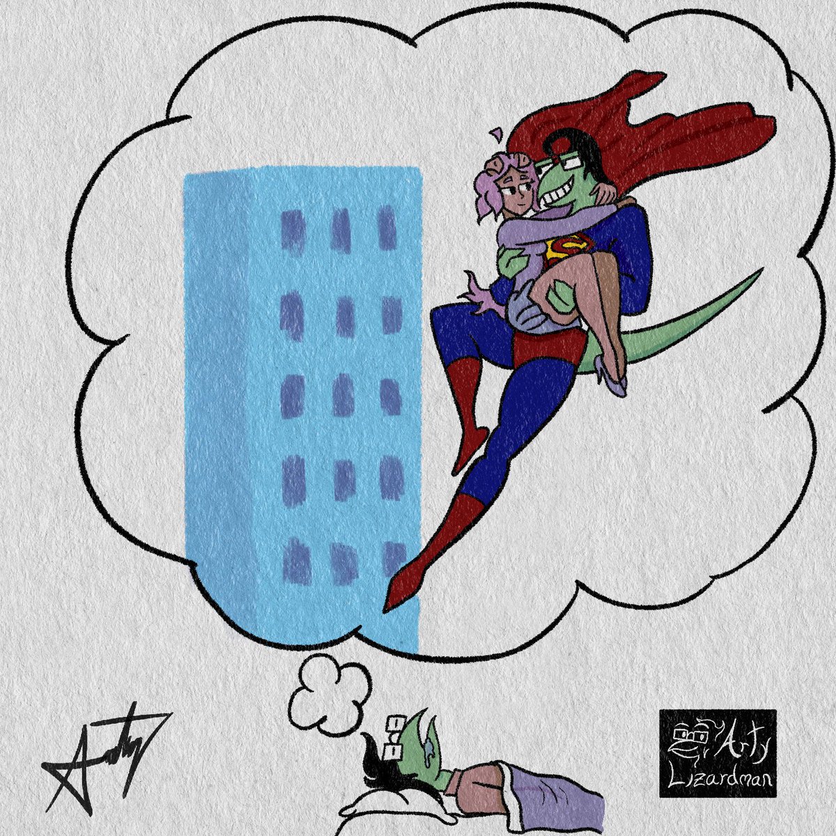 Arty_Lizardman's tweet image. When the man goes Super or something.
I dunno I’ve not seen the new Superman film.
Gave me more time to bring you a new Subreality chapter tomorrow.