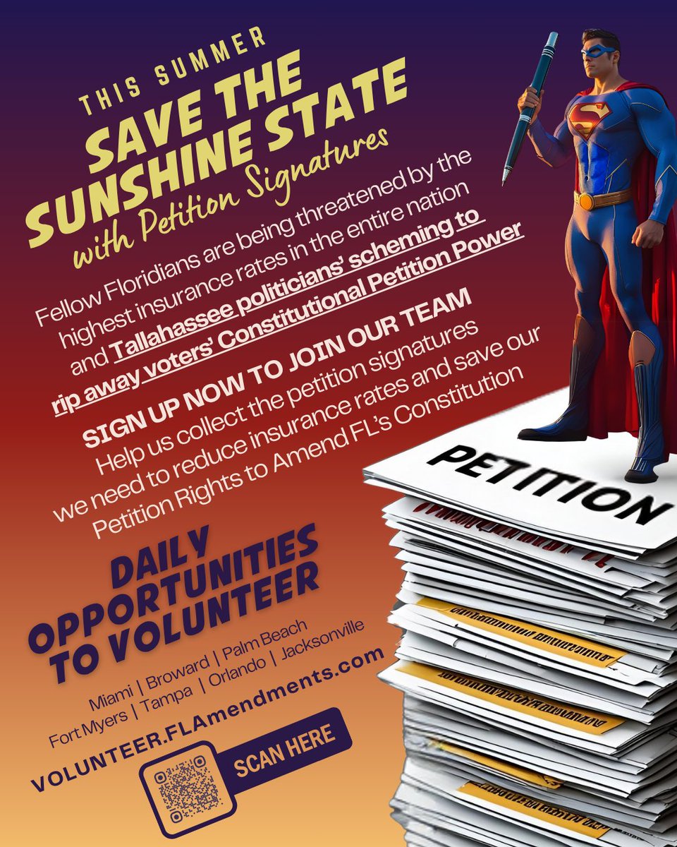 The #SummerOfPetitionSignatures is soaring across the Sunshine State!

Join our team @ VOLUNTEER.FLAmendments.com