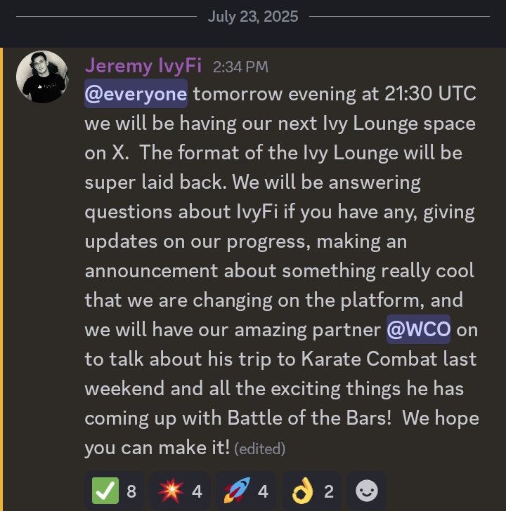 Prowess (@prowess7171) on Twitter photo <a href="/IvyFi_io/">IvyFi - Hedera</a> will be having a space tomorrow here on X, if you have anything you'd like to know or have questions, prepare them tomorrow will be another opportunity to speak directly to the team not just with texts this time but verbally.
See y'all tomorrow <a href="/IvyFi_io/">IvyFi - Hedera</a> will be having a space tomorrow here on X, if you have anything you'd like to know or have questions, prepare them tomorrow will be another opportunity to speak directly to the team not just with texts this time but verbally.
See y'all tomorrow