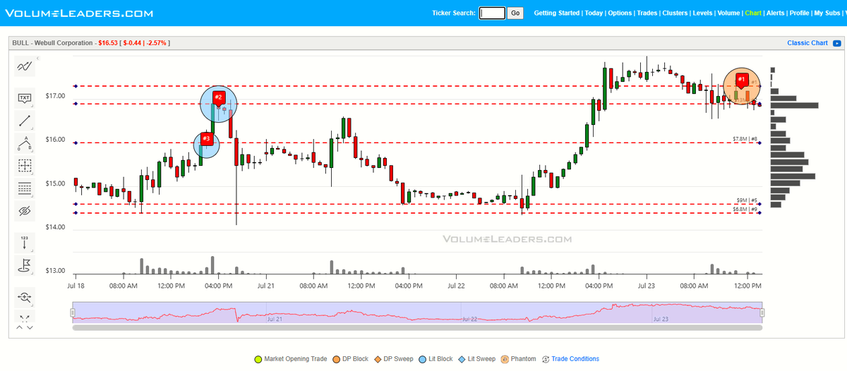 VolumeLeaders's tweet image. $BULL - A new #1 printed today.  550K @ $17.30