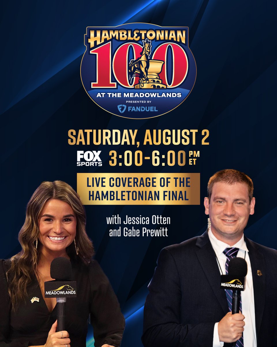 Meadowlands Racing (@themeadowlands) on Twitter photo ๐
๐๐ ๐๐๐๐๐๐๐๐ of the 100th <a href="/Hambletonian_/">Hambletonian</a> with <a href="/JessicaOtten1/">Jessica Otten</a> & <a href="/gabe_prewitt/">Gabe Prewitt</a>!
#playbigm #harnessracing #hambo100 ๐
๐๐ ๐๐๐๐๐๐๐๐ of the 100th <a href="/Hambletonian_/">Hambletonian</a> with <a href="/JessicaOtten1/">Jessica Otten</a> & <a href="/gabe_prewitt/">Gabe Prewitt</a>!
#playbigm #harnessracing #hambo100
