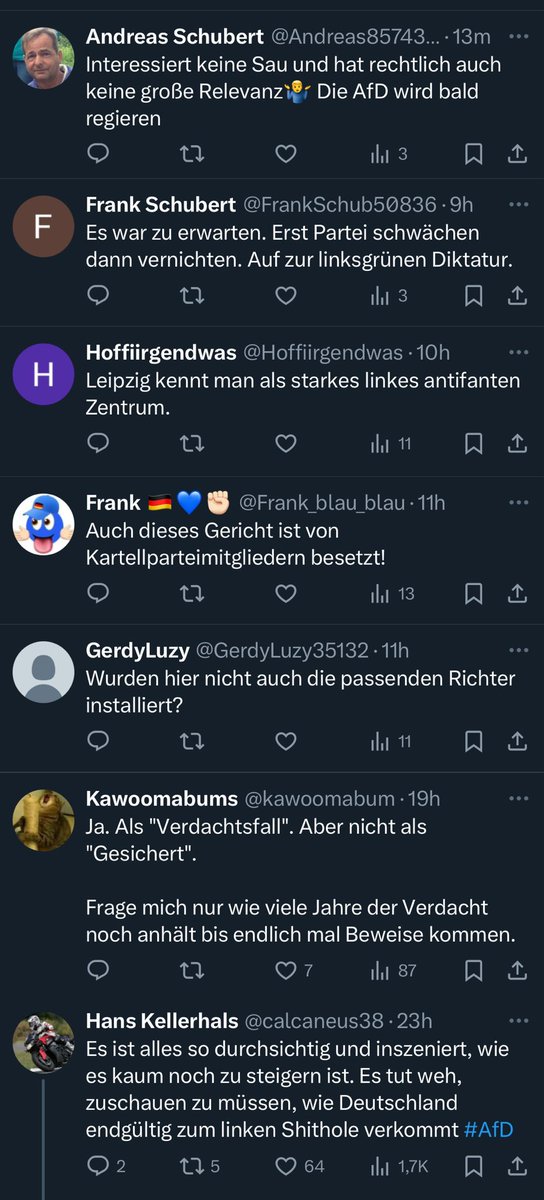 Hoffnungsvo11's tweet image. Reaktionen aus den Drukos auf das Urteil des #BVerwG Leipzig: Wie willst du diese Leute jemals wieder zurückholen? #AfD inhaltlich stellen, haben sie gesagt.