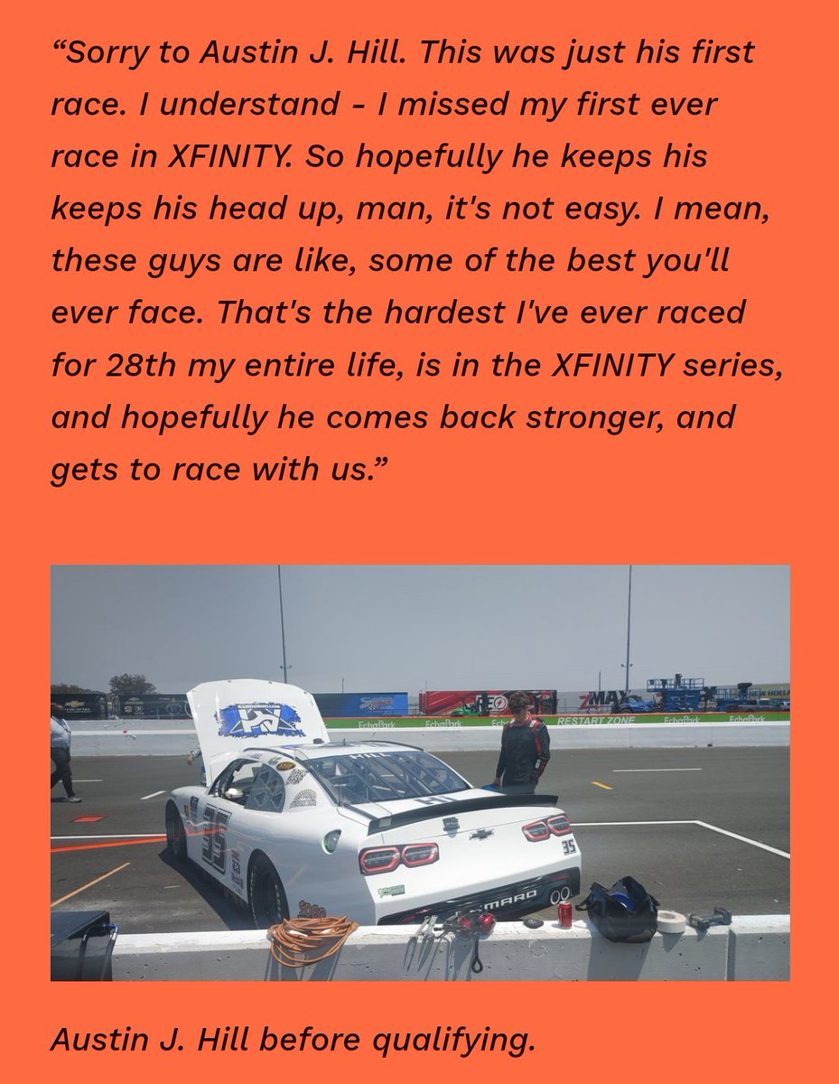 Brock Beard (@lastcaronbrock) on Twitter photo Thank you to <a href="/austinhillracin/">Austin Hill Motorsports</a> for getting back to me after I shared <a href="/bradxperez/">bread perez</a>' words of encouragement from <a href="/RaceSonoma/">Sonoma Raceway</a>.
Austin J. Hill is looking to make his next <a href="/NASCAR_Xfinity/">NASCAR Xfinity</a> attempt at <a href="/WGI/">Watkins Glen International</a>. <a href="/J_G_Motorsports/">Joey Gase Motorsports</a> Thank you to <a href="/austinhillracin/">Austin Hill Motorsports</a> for getting back to me after I shared <a href="/bradxperez/">bread perez</a>' words of encouragement from <a href="/RaceSonoma/">Sonoma Raceway</a>.
Austin J. Hill is looking to make his next <a href="/NASCAR_Xfinity/">NASCAR Xfinity</a> attempt at <a href="/WGI/">Watkins Glen International</a>. <a href="/J_G_Motorsports/">Joey Gase Motorsports</a>