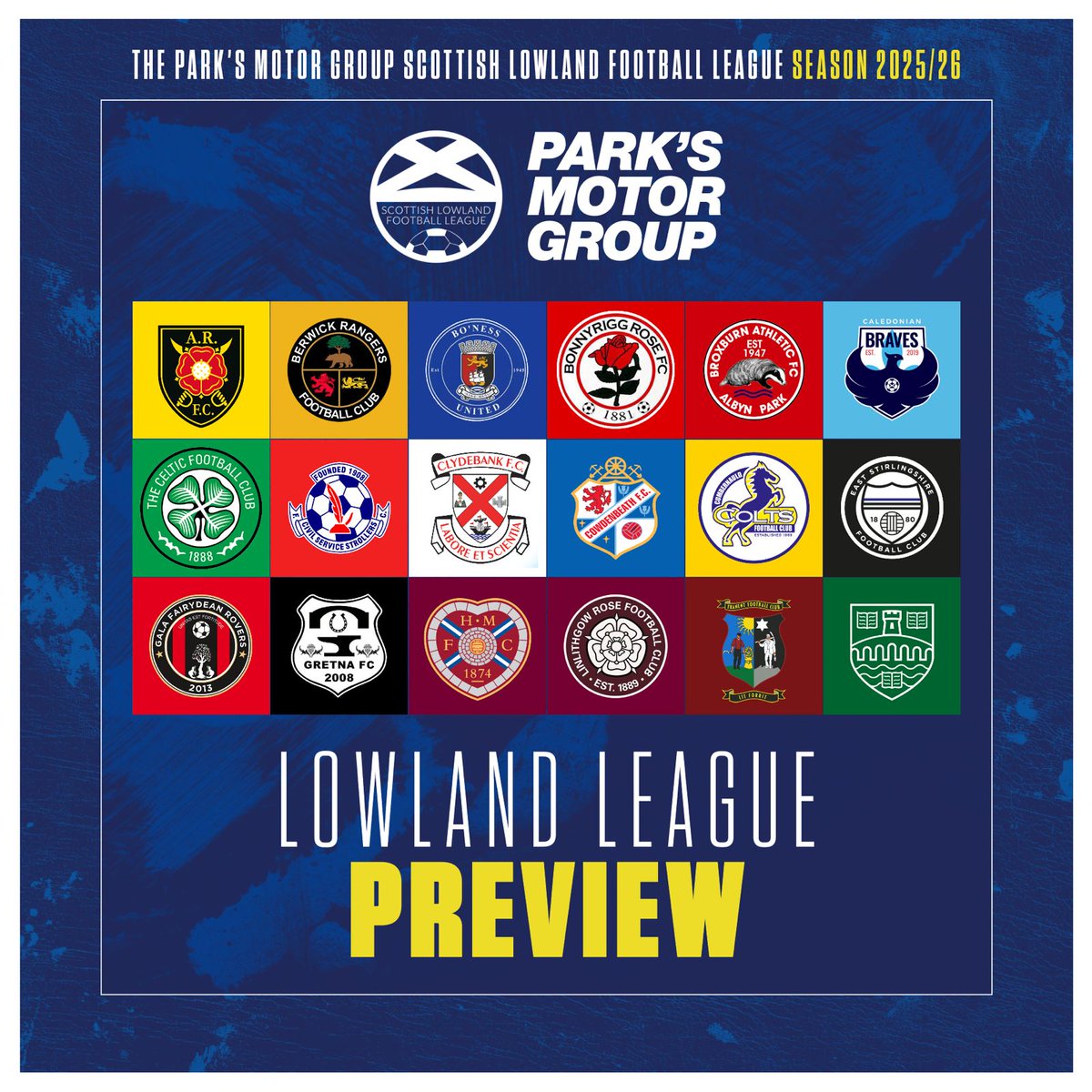 OfficialSLFL's tweet image. The big bumper Park's Motor Group Lowland League Season Preview! It's time to get excited!
🔮 slfl.co.uk/the-big-ol-bum…