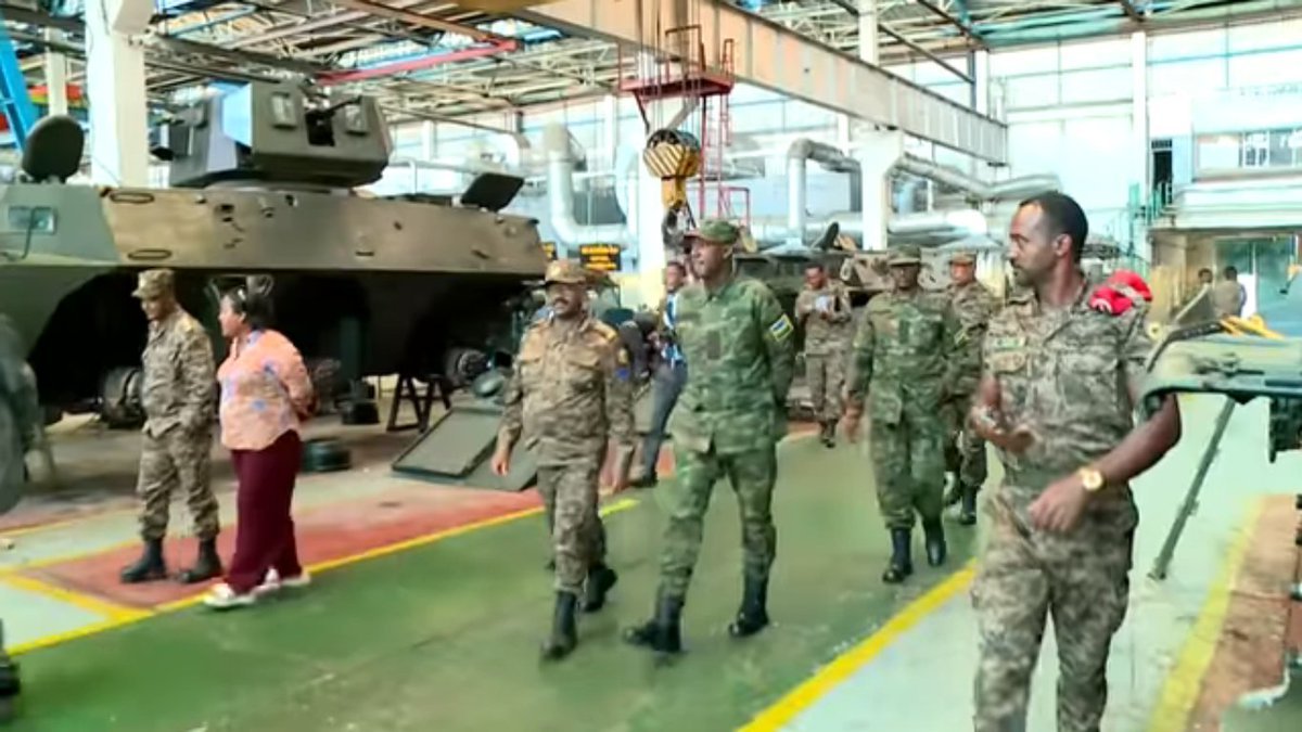 HammerOfWar5's tweet image. Pictures showing a chinese made WZ-551 armored personnel carrier with a modified turret of the Ethiopian 🇪🇹 military at Bishoftu automotive engineering industry complex, March 2025.