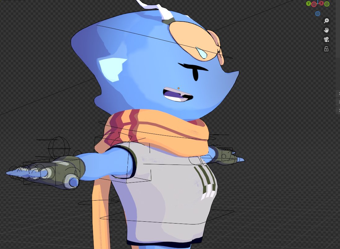 TabaLemon's tweet image. Finally got the body fully rigged with facial features using @krysidian's SMIRK tool, mouth rigging is so much easier now YESSS
