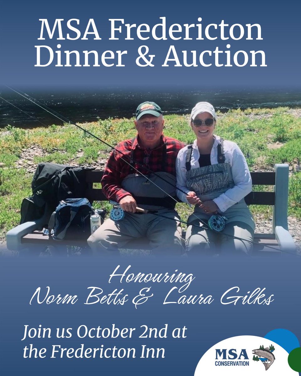 Tickets are currently on sale for the 28th Annual MSA Fredericton Dinner &amp; Auction taking place on October 2nd at the Fredericton Inn. For more information, to purchase tickets, or to sponsor a table, visit miramichisalmon.ca/fredericton-di…