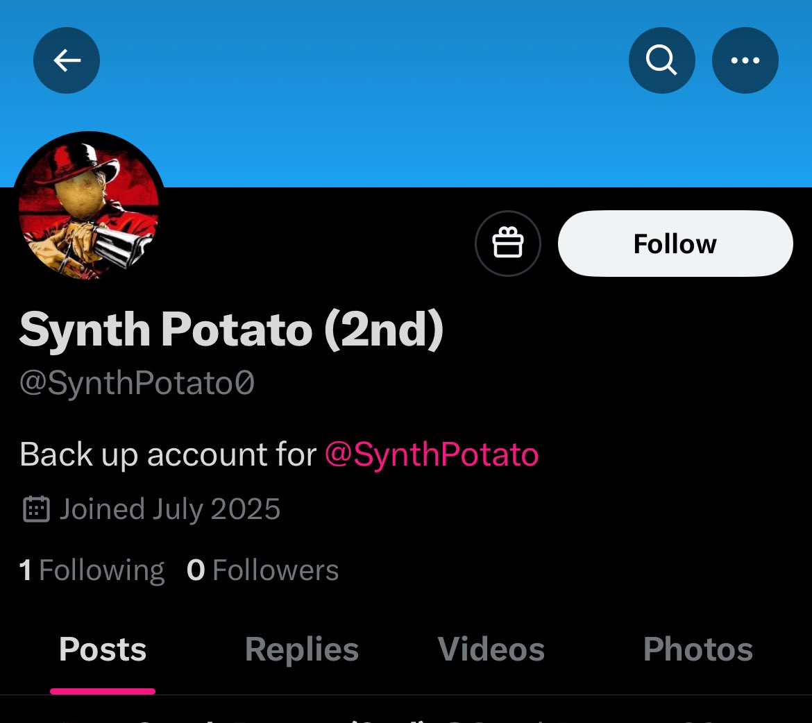SynthPotato's tweet image. Hey guys I made a back-up account in case anything happens
Please give it a follow, its @SynthPotato0 ❤️