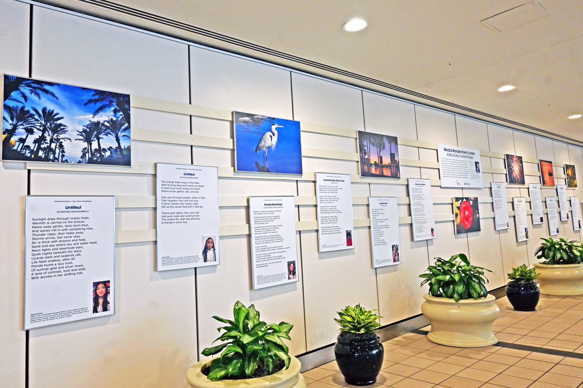 MCO's tweet image. We’re proud to display this year’s "Words & Wonders: Slice of Life" poetry selections. Curated with @citybeautiful & selected by City of Orlando Poet Laureate Shawn Welcome, this exhibit is inspired by Zora Neale Hurston and life in Central Florida.
ℹ️bit.ly/3GF9yiu