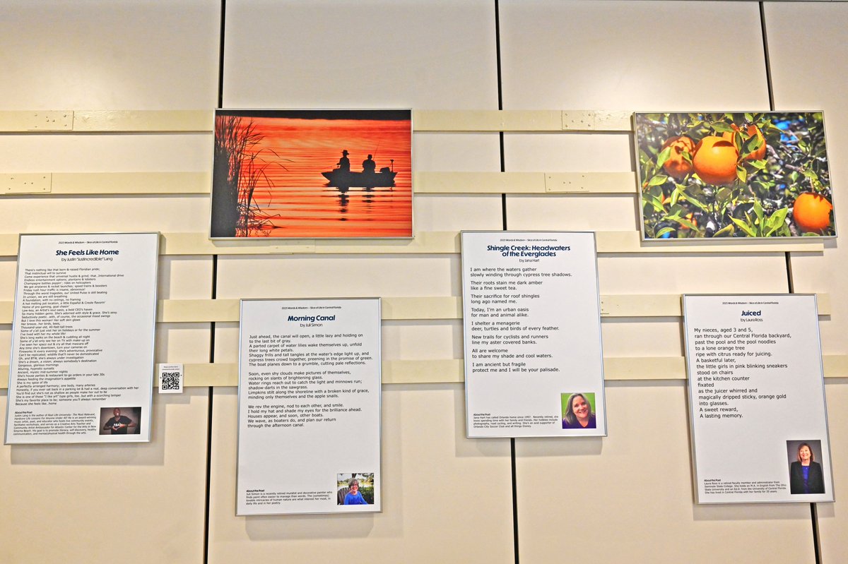 MCO's tweet image. We’re proud to display this year’s "Words & Wonders: Slice of Life" poetry selections. Curated with @citybeautiful & selected by City of Orlando Poet Laureate Shawn Welcome, this exhibit is inspired by Zora Neale Hurston and life in Central Florida.
ℹ️bit.ly/3GF9yiu