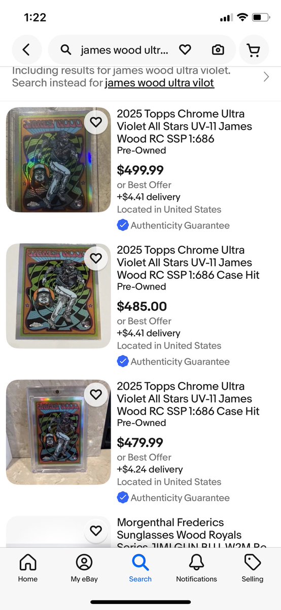 MCL723's tweet image. Happy birthday case hit to me!!!! James Wood Ultra Violet All Stars (1:686)
None sold yet - for sale $450 shipped