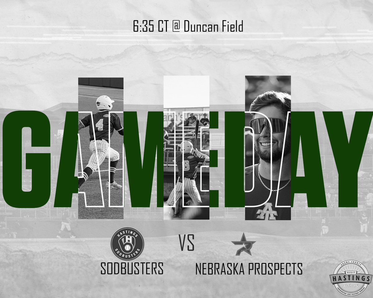 Let's go

⚾ Hastings Sodbusters vs. Nebraska Prospects
⏰ 6:35 PM (CT)
📍 Duncan Field
📺 Search for "Hastings Sodbusters IBL" on YouTube to stream the game