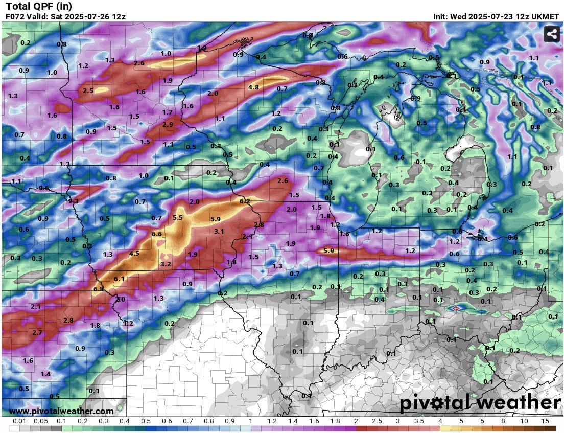 WindyCityWxMan's tweet image. Once our heat breaks later Thursday, the replacement threat will be heavy rains
Air this drenched with humidity has to do something with that moisture when a slightly cooler, slightly drier air mass takes its place. Usually that's rain, and summer systems are sluggish and like…