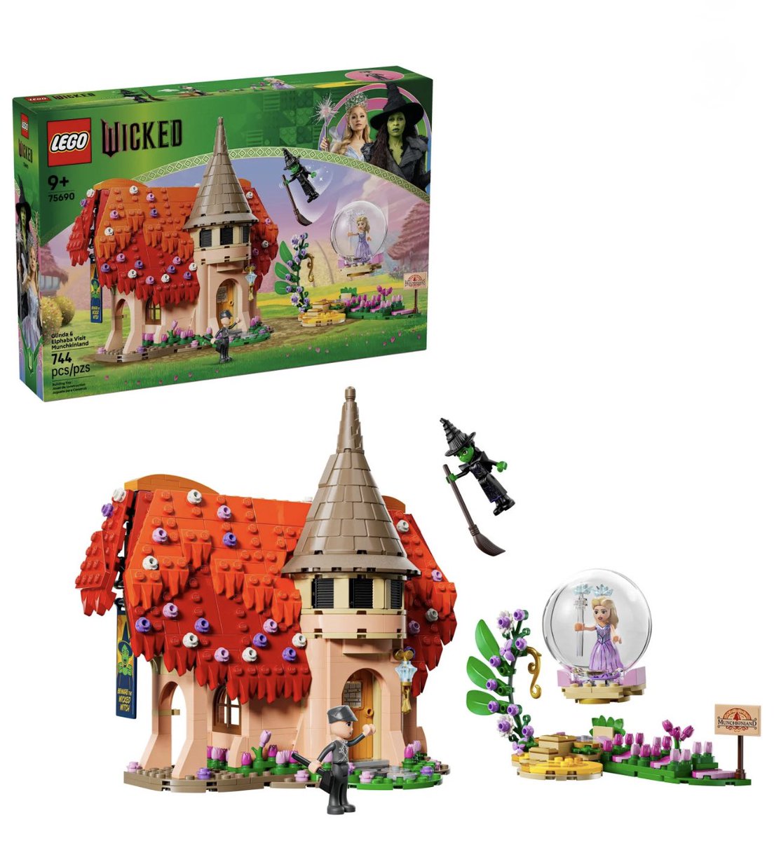 wicked_updates's tweet image. LEGO has unveiled a new ‘Glinda & Elphaba Visit Munchkinland’ set, releasing on September 1st.