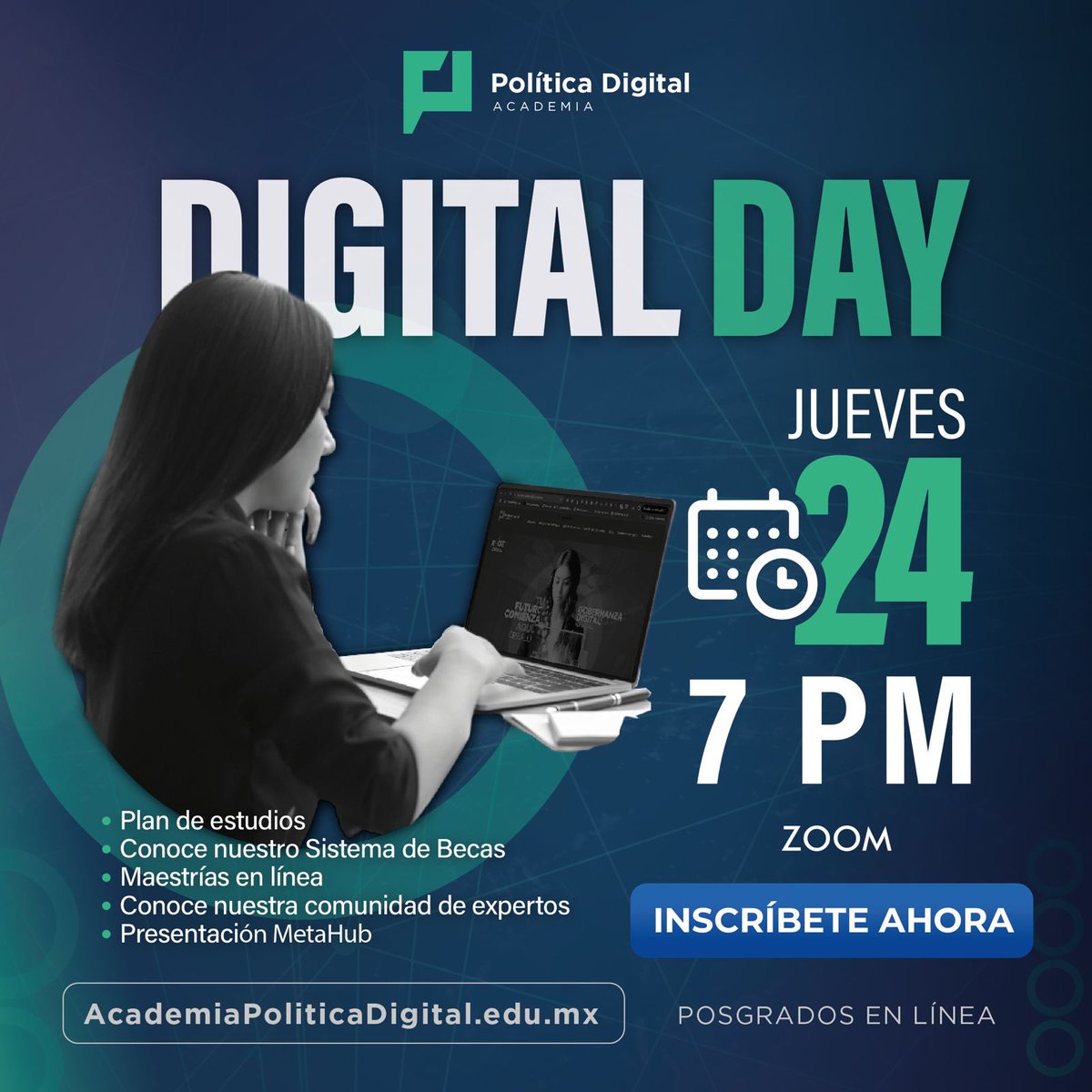 La <a href="/AcaPolDigital/">Academia Política Digital</a> tendrá su #DigitalDay mañana para dar a conocer su oferta educativa. Conoce las opciones de su Sistema de Becas para impulsar tu carrera profesional. 

📅 Fecha: Mañana Jueves 
📍 Modalidad: Zoom

🔗 Regístrate y obtén tu link: academiapoliticadigital.edu.mx/event-details/…