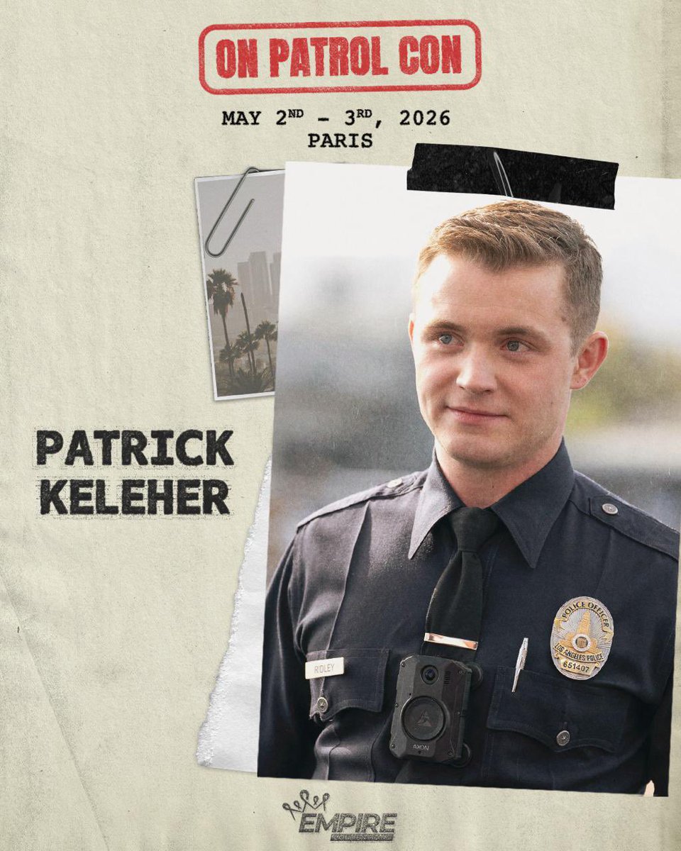 EmpireConv's tweet image. #OPC | 6TH GUEST:
PATRICK KELEHER (REGULAR GUEST)
🎟️ TICKETING NOW / BILLETTERIE MAINTENANT: billetweb.fr/onpatrolcon
ℹ️ FB GROUP: facebook.com/share/g/19NXxZ…
📍 PARIS, TBD
#TheRookie #SethRidley #PatrickKeleher