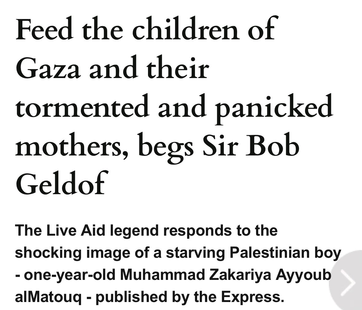 NotFarLeftAtAll's tweet image. Bob again
Feed the children of Gaza and their tormented and panicked mothers, begs Sir Bob Geldof