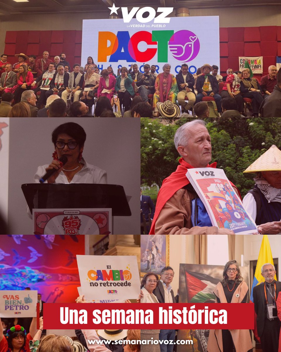 semanariovoz.com/una-semana-his…

#Editorial | ✊ Colombia y América Latina ha vivido una semana torbellina de acontecimientos, acciones y avances.
El potente y vivo Partido Comunista, Colombiano celebró con actos políticos y fiestas sus 95 años, casi al mismo tiempo se realizó la