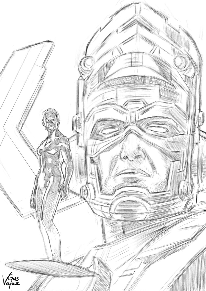 Finished my sketch of #Galactus and the #SilverSurfer. Painting this next. #FantasticFour    #art