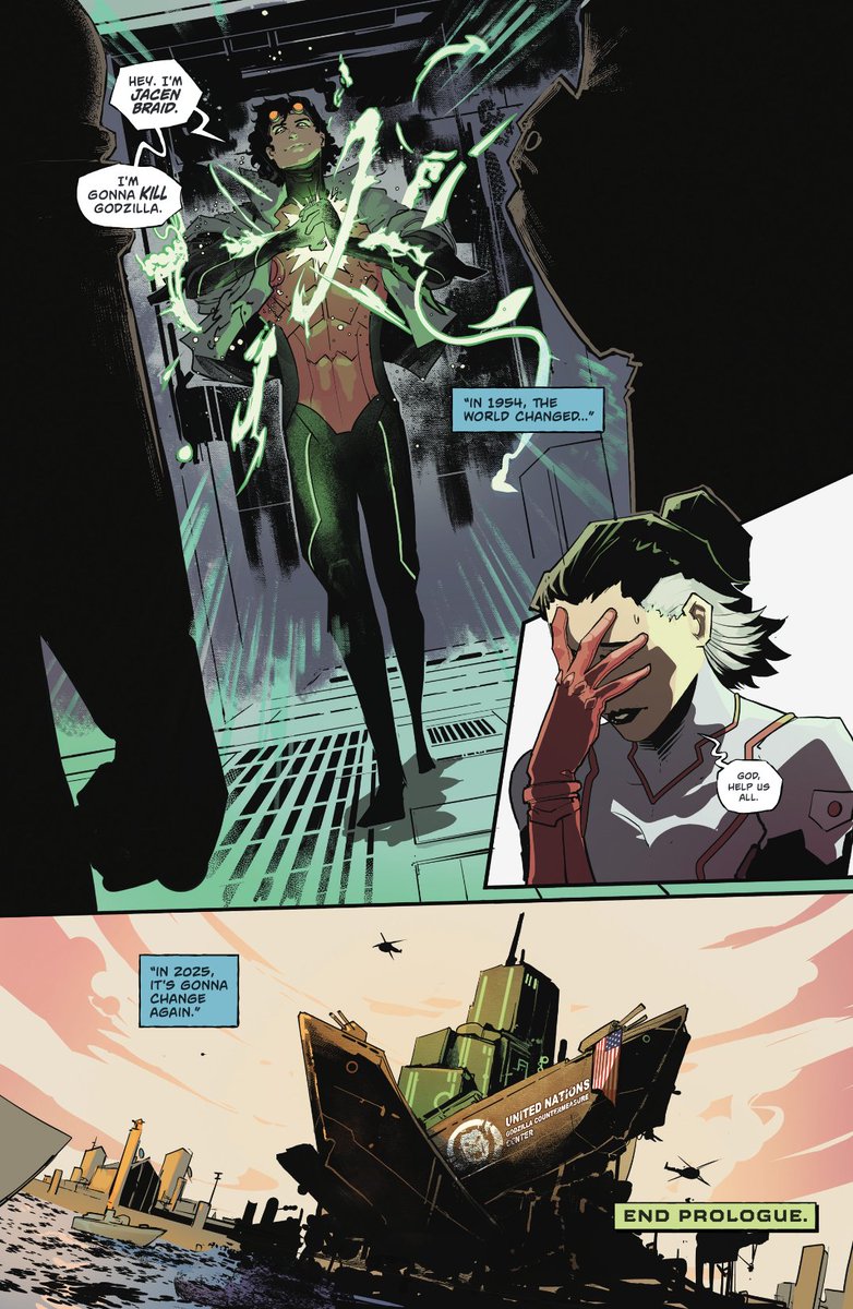 IDWPublishing's tweet image. The Americans have just discovered the ultimate tool in the fight against kaiju: a young boy named Jacen with the power of Godzilla. This boy will either save the world…or bring about its doom.
#GodzillaKaiSei #1 is on sale at LCS NOW!
#GodzillaComics #Godzilla #KaiSeiEra
