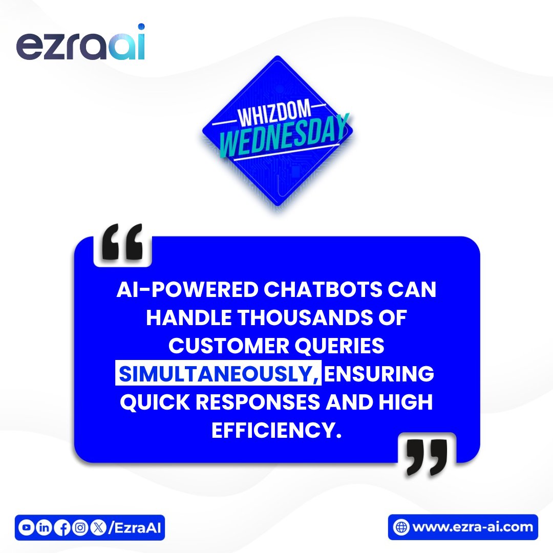 ezra__ai's tweet image. Fast replies at scale — boost your support game! 🙌🤖

🌟 Midweek wisdom to inspire your journey.
Learn more about us at: ezra-ai.com.

#ChatbotPower #WisdomWednesday #ConversationalAI #QSR #RestaurantAI