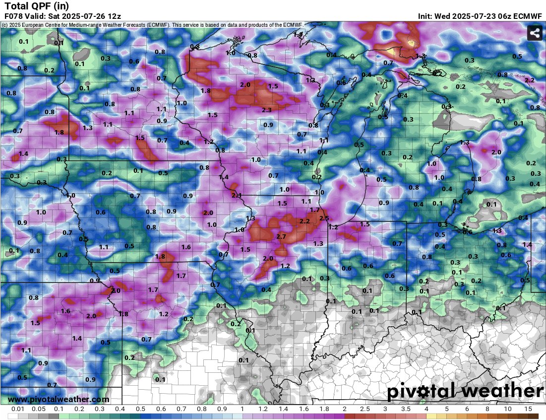 WindyCityWxMan's tweet image. Once our heat breaks later Thursday, the replacement threat will be heavy rains
Air this drenched with humidity has to do something with that moisture when a slightly cooler, slightly drier air mass takes its place. Usually that's rain, and summer systems are sluggish and like…