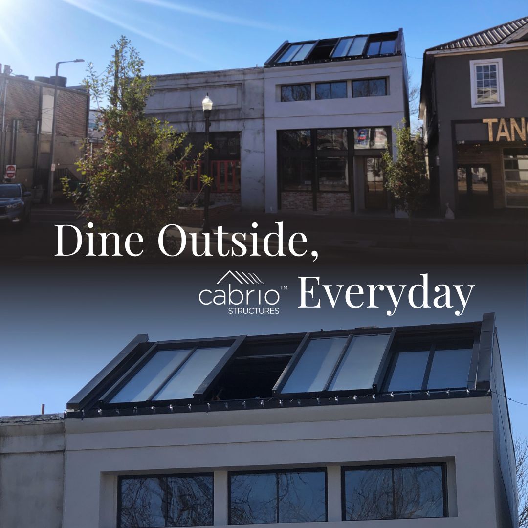 CabrioStructure's tweet image. Rain or shine, rooftop dining is always on the menu. This CabrioFlex installation transforms an ordinary upper level into a weather-ready destination.

#CabrioStructures #CabrioFlex #RooftopDining #RetractableRoof #RestaurantDesign #OutdoorExperience #AllSeasonPatio