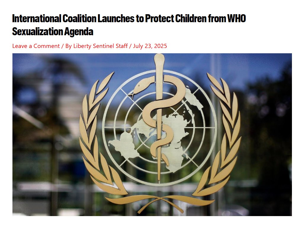 LibertySentinel (@libertysent) on Twitter photo A global alliance of parental rights & child protection organizations has been formed to counter the <a href="/WHO/">World Health Organization (WHO)</a>’s Comprehensive Sexuality Education (CSE) framework, which members argue threatens the innocence & healthy development of children worldwide. libertysentinel.org/international-… A global alliance of parental rights & child protection organizations has been formed to counter the <a href="/WHO/">World Health Organization (WHO)</a>’s Comprehensive Sexuality Education (CSE) framework, which members argue threatens the innocence & healthy development of children worldwide. libertysentinel.org/international-…