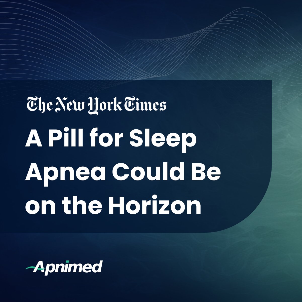 Apnimed (@apnimed) on Twitter photo With two pivotal trials complete, we're closer than ever to offering millions of people living with OSA a potential first-in-class oral pill. Read about our latest Phase 3 data in the <a href="/nytimes/">The New York Times</a>: nytimes.com/2025/07/23/wel… With two pivotal trials complete, we're closer than ever to offering millions of people living with OSA a potential first-in-class oral pill. Read about our latest Phase 3 data in the <a href="/nytimes/">The New York Times</a>: nytimes.com/2025/07/23/wel…