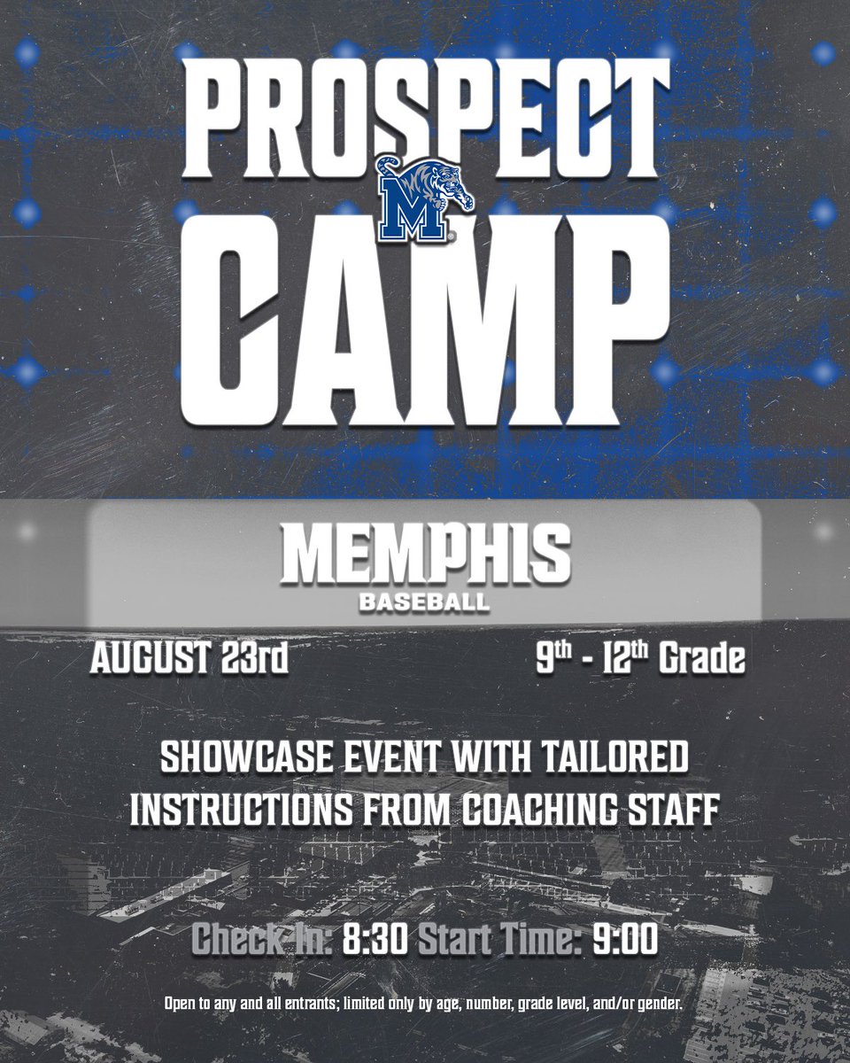 Registration is now live for our August Prospect Camps, open to grades 9-12!

Sign up with the link below ⤵️
🔗 gotigersgo.me/45ioXyv