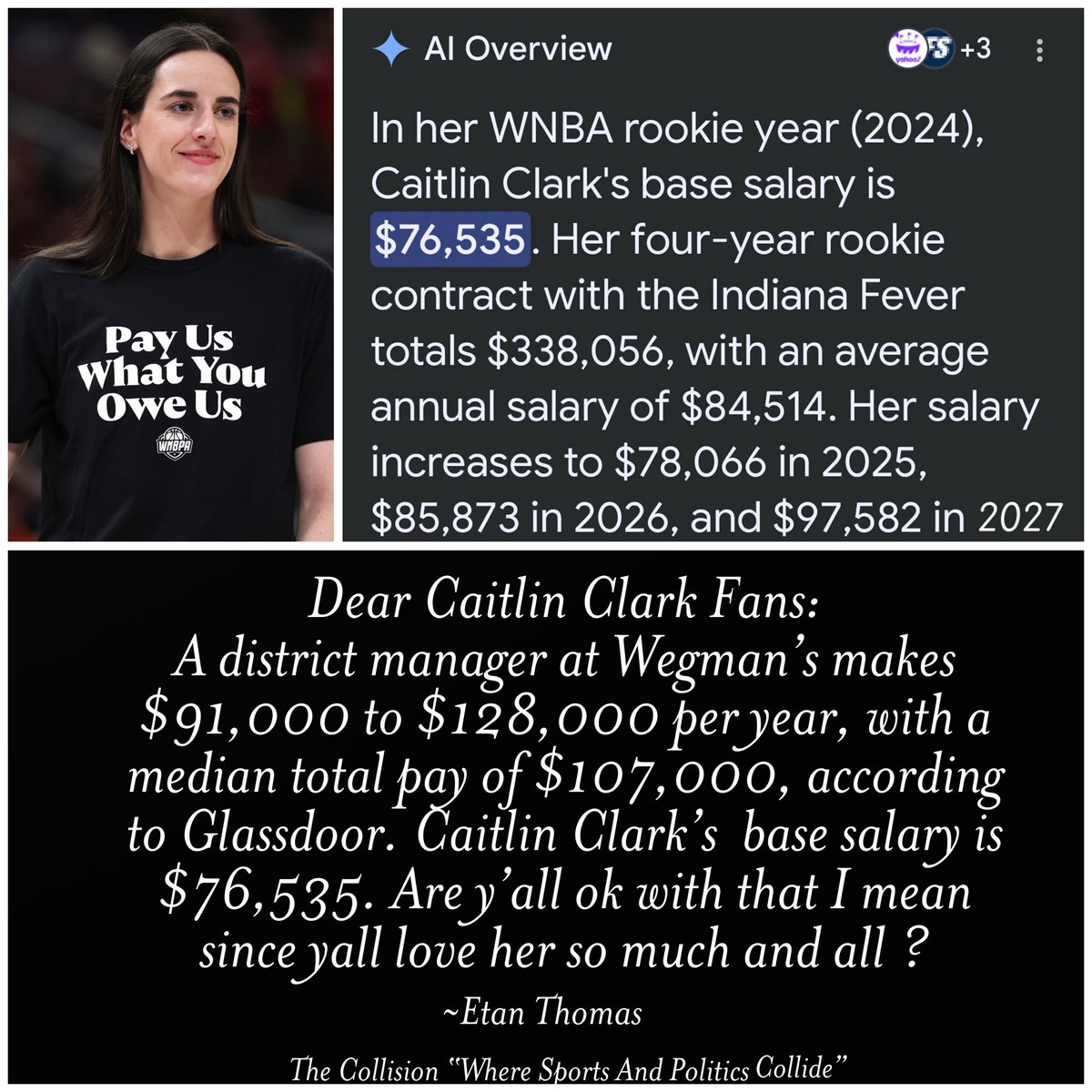 etanthomas36's tweet image. Great Discussion on The Collision “Where Sports And Politics Collide”
youtu.be/nf89RBEpCAk
#CaitlinClark #WNBA #PayUsWhatYouOweUs