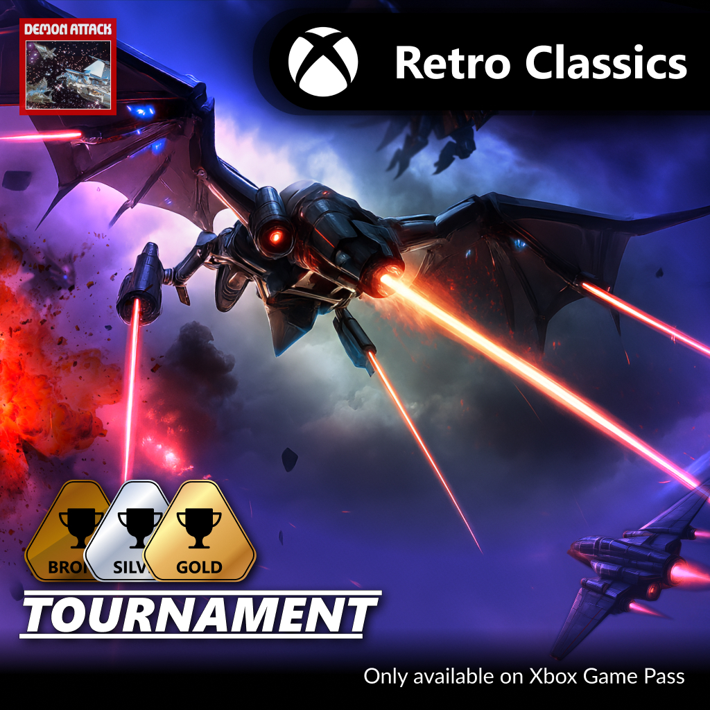 AntstreamArcade's tweet image. RETRO CLASSICS TOURNAMENT 🏆
The clock is ticking on our Demon Attack tournament! With just 7 days to climb the leaderboard, keep fighting for a share of the XP & gem prize pot. The more players enter, the bigger the winnings!
Play Retro Classics with @XboxGamePass today!