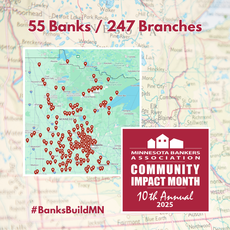 Are YOU on the map?
Banks across the state are stepping up for Community Impact Month &amp; planning to make a real difference. 

Let’s make September unforgettable - together. 
#BanksBuildMN

To see who is participating or to register your branch: tinyurl.com/mx3ptnsf