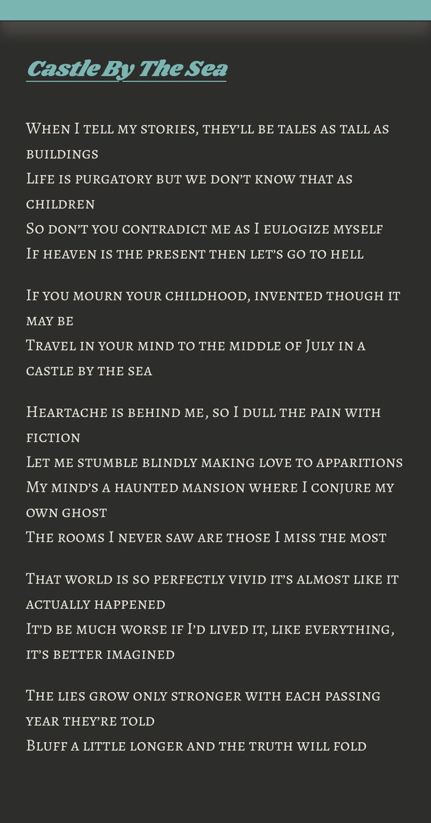 MattJaffeMusic's tweet image. Lyrics. Castle By The Sea. 🔗 ☝🏼
