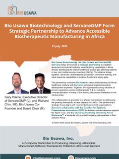 Bio Usawa Biotechnology and ServareGMP Form Strategic Partnership to Advance Accessible Biotherapeutic Manufacturing in Africa

GlobeNewswire News Room
share.google/CJ1PJBd6gG0w8j…

The partnership's strategic focus aligns with recent initiatives by both organizations: Servare's