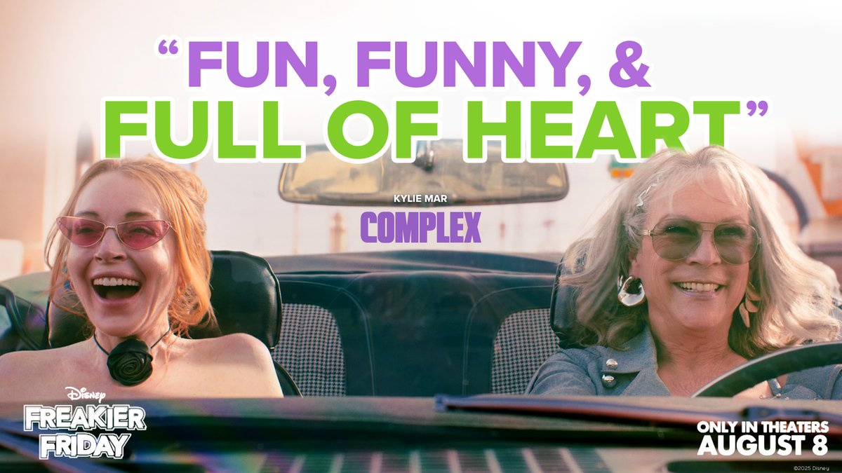 DisneyStudios's tweet image. Freakier Friday is "fun, funny, and full of heart" 💜💚 See the film only in theaters August 8. Get tickets now: Fandango.com/FreakierFriday