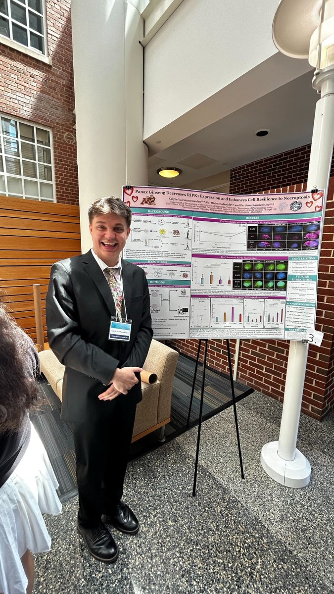 UNC_PHCO's tweet image. 🌱 Carolina Summer Fellow Kalybe VanWatermeulen from the Jonathan Schisler Lab @NitDawg @TheSchislerLab studied how Panax Ginseng may help cells fight damage, opening doors to exciting new therapies! #CarolinaSummer