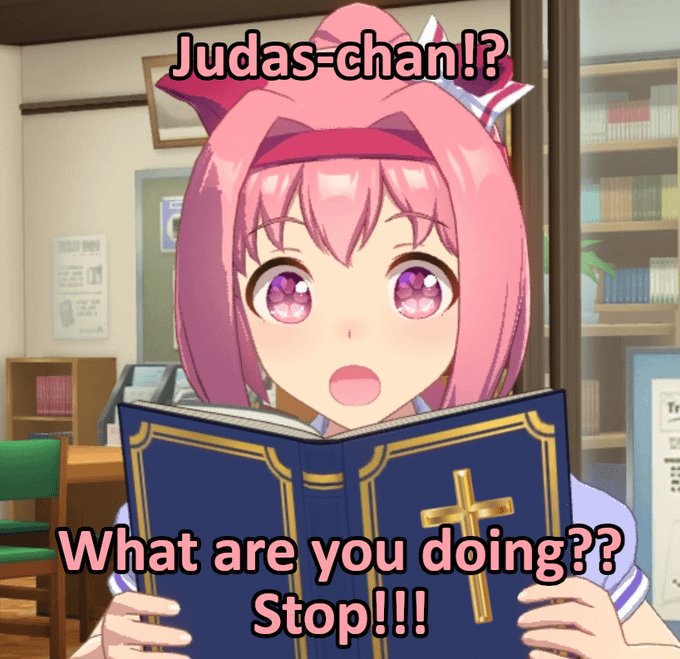 BasedNozo's tweet image. Haru Urara reads the New Testament